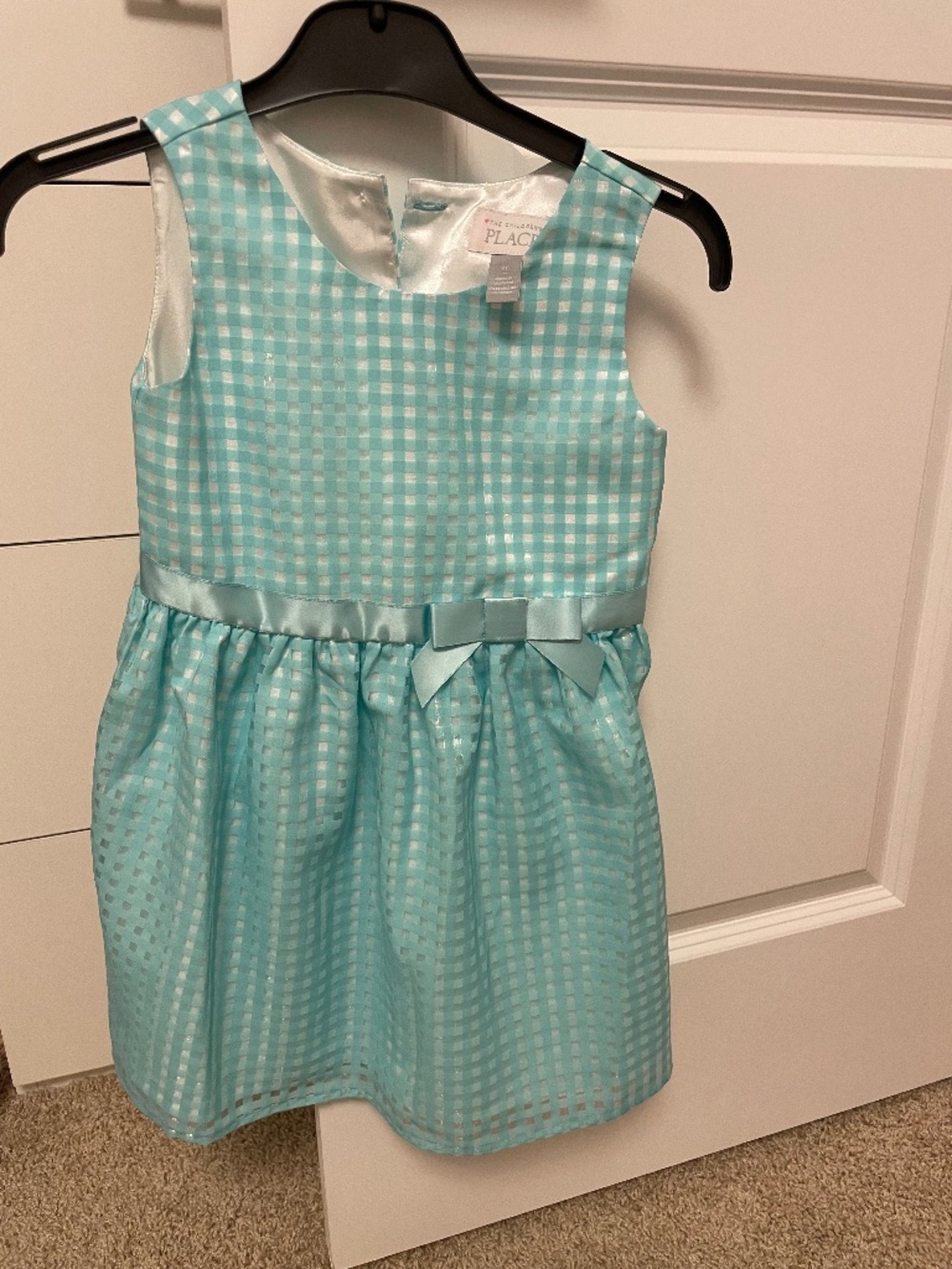 The Children’s Place Aqua Blue Gingham Party Dress Size 5